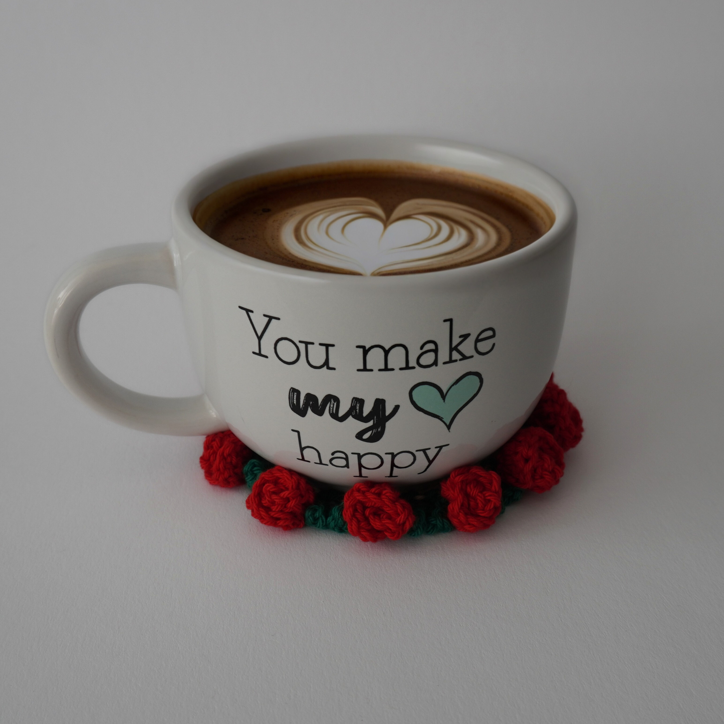 Red rose crochet coaster