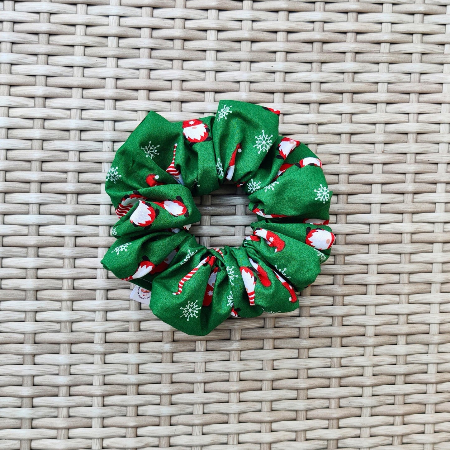 Christmas cotton scrunchie, Large gnome scrunchie, Oversized boho chic scrunchie, winter hair care hairband, ponytail hair tie, festive wear
