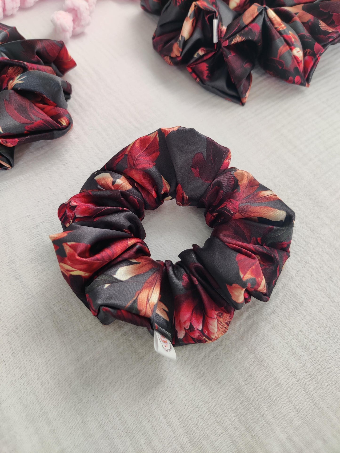 Elegant flower hair scrunchie, Stylish hair accessory, Fashionable colorful hair wrap, cute hairband, Hair wrap, Ponytail hair tie