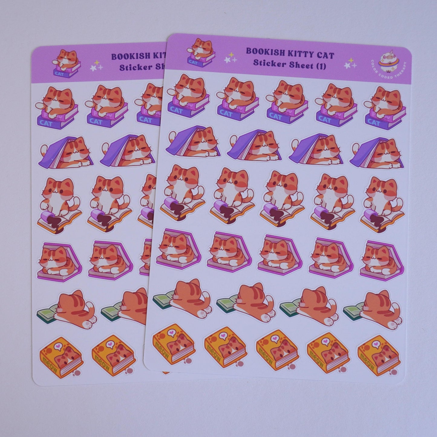 Bookish Kitty Cat (1) sticker sheet
