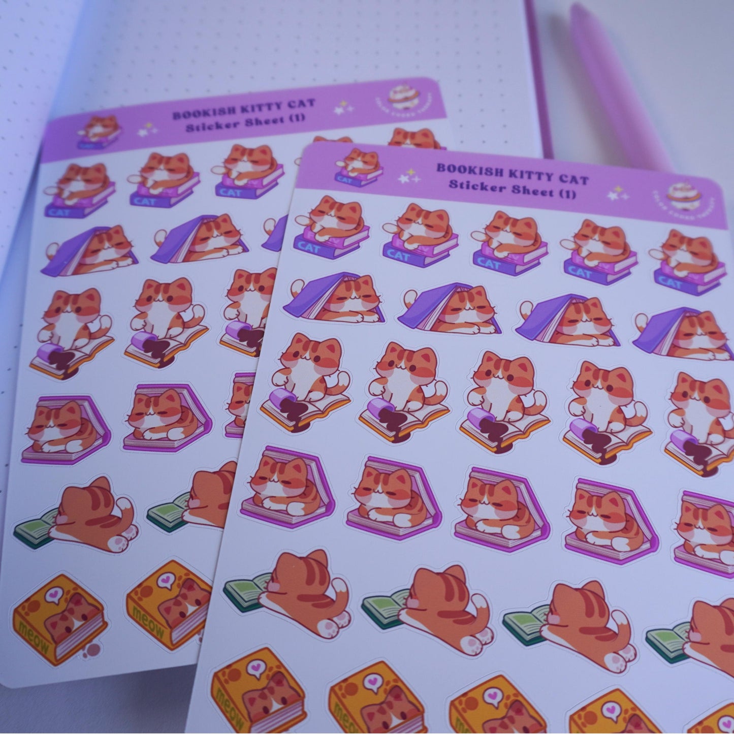 Bookish Kitty Cat (1) sticker sheet