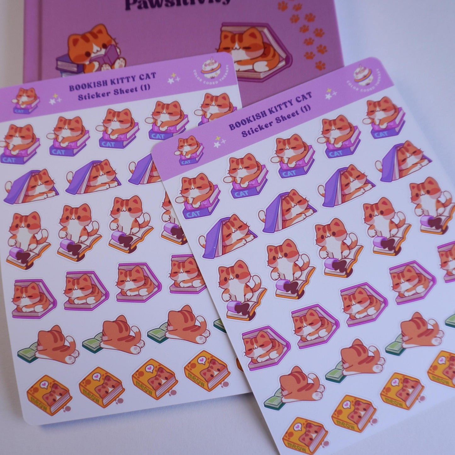 Bookish Kitty Cat (1) sticker sheet