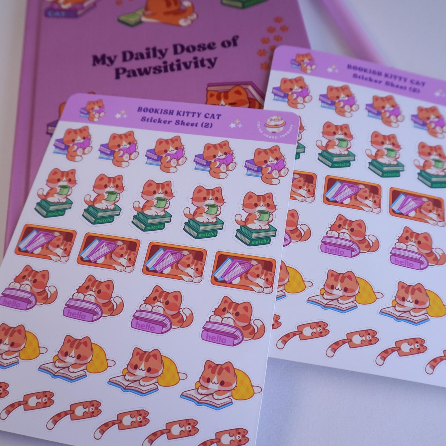 Bookish Kitty Cat (2) sticker sheet