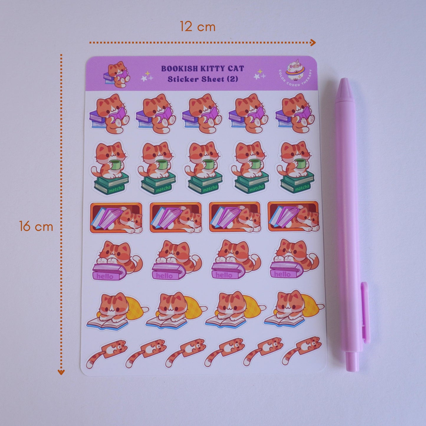 Bookish Kitty Cat (2) sticker sheet