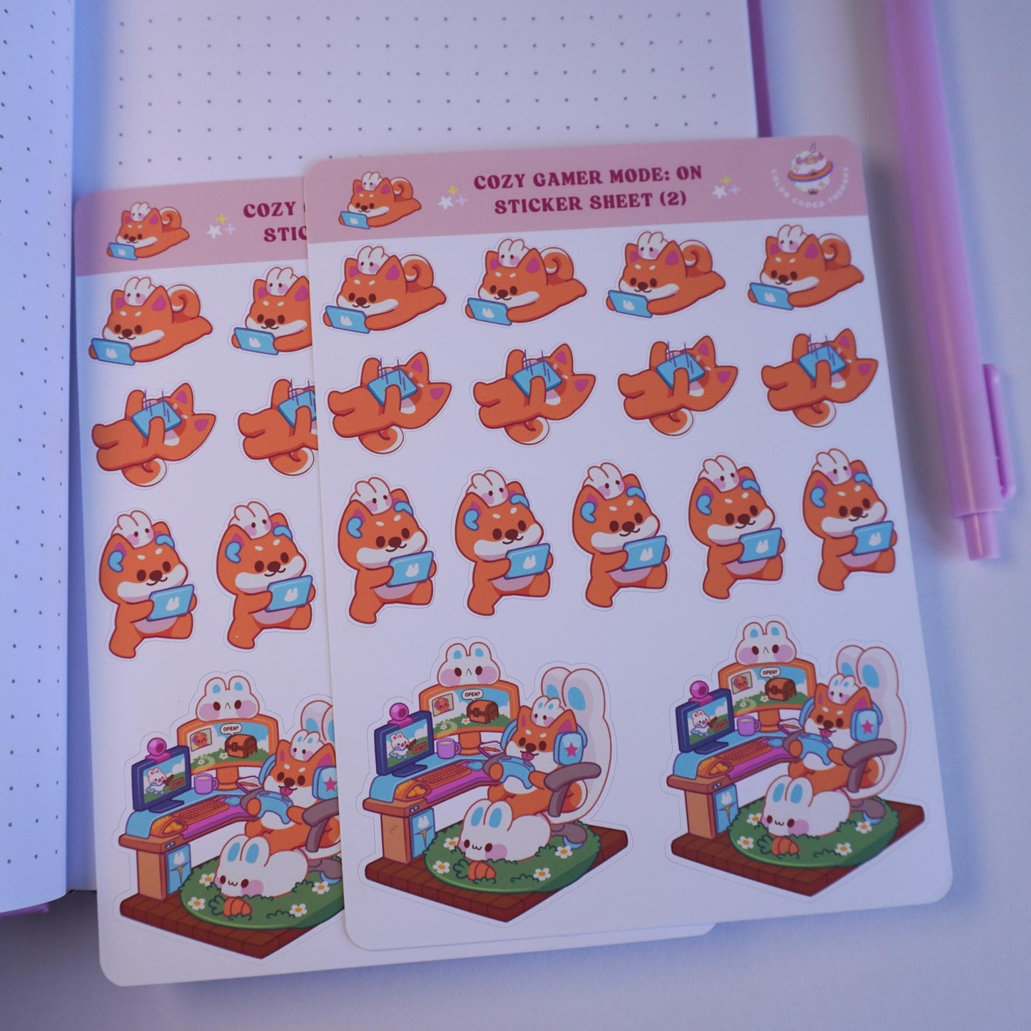 Cozy Gamer Mode: On (2) sticker sheet