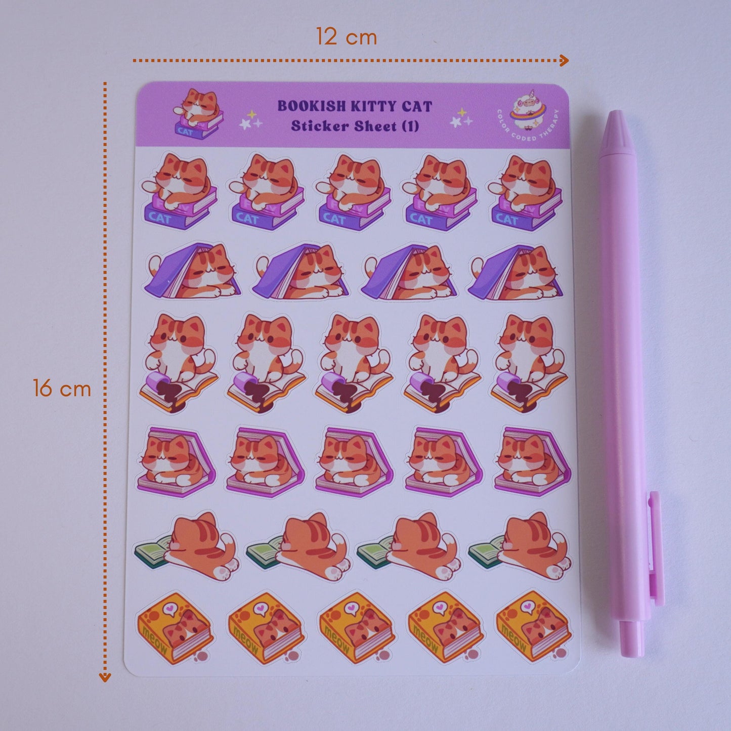 Bookish Kitty Cat (1) sticker sheet