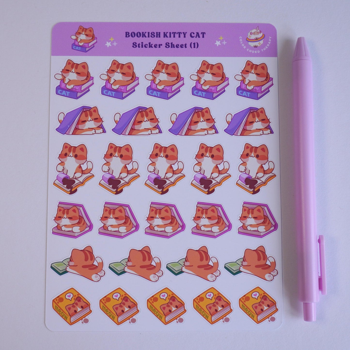 Bookish Kitty Cat (1) sticker sheet