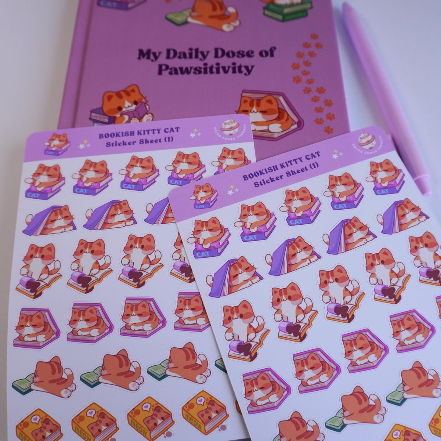 Bookish Kitty Cat (1) sticker sheet