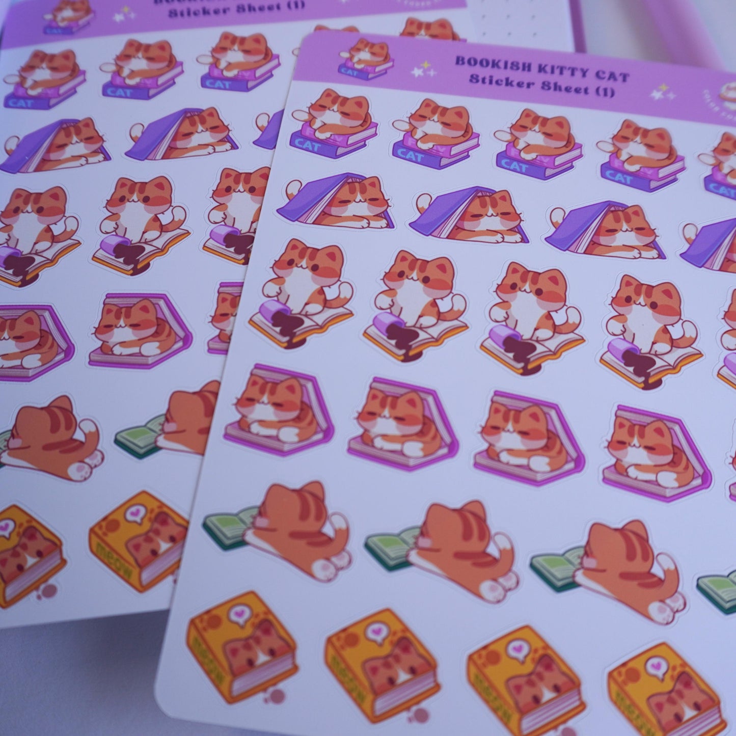Bookish Kitty Cat (1) sticker sheet