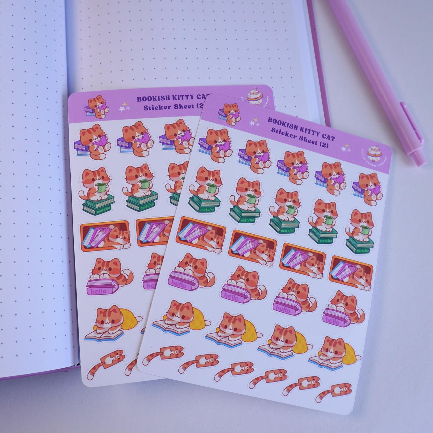 Bookish Kitty Cat (2) sticker sheet