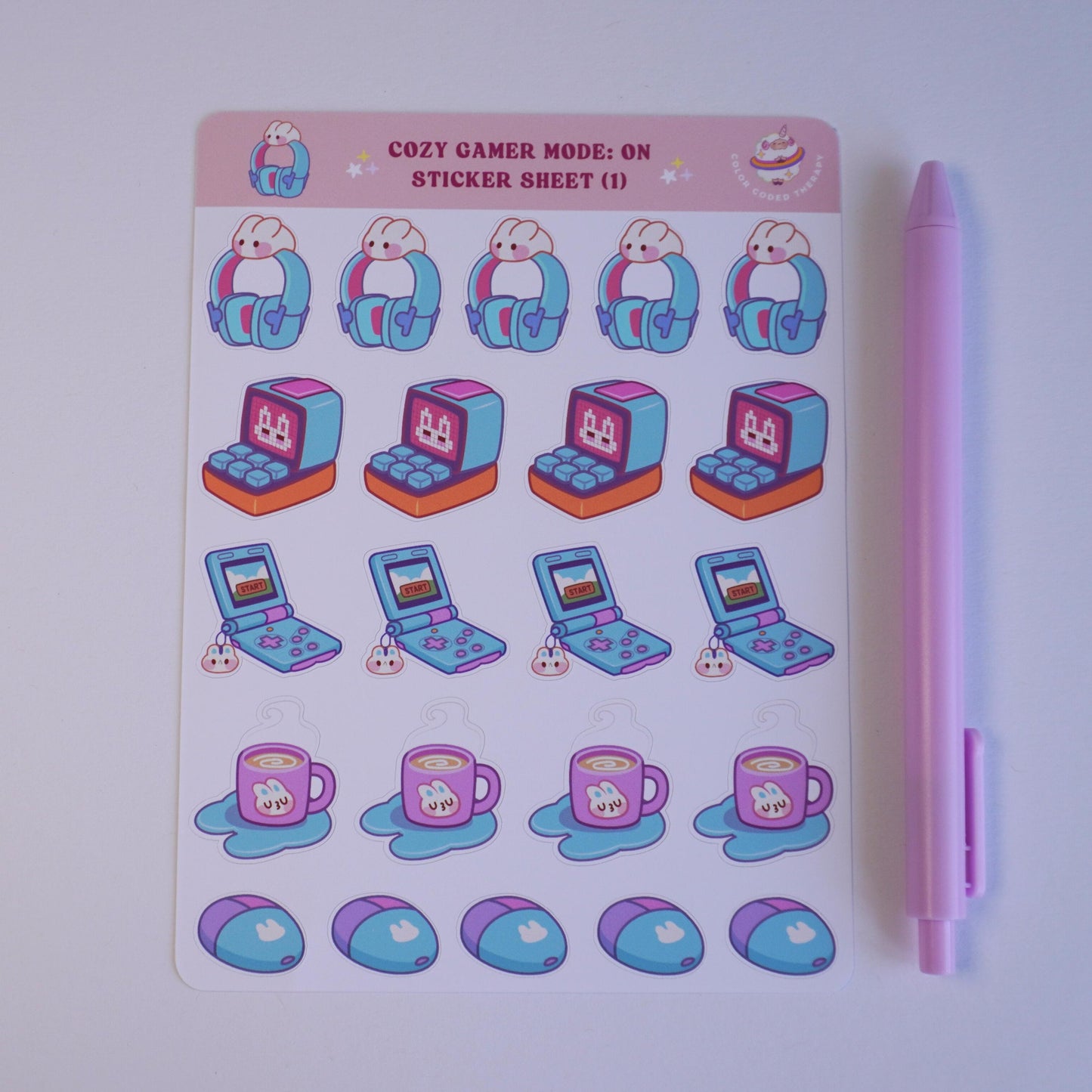 Cozy Gamer Mode: On (1) sticker sheet
