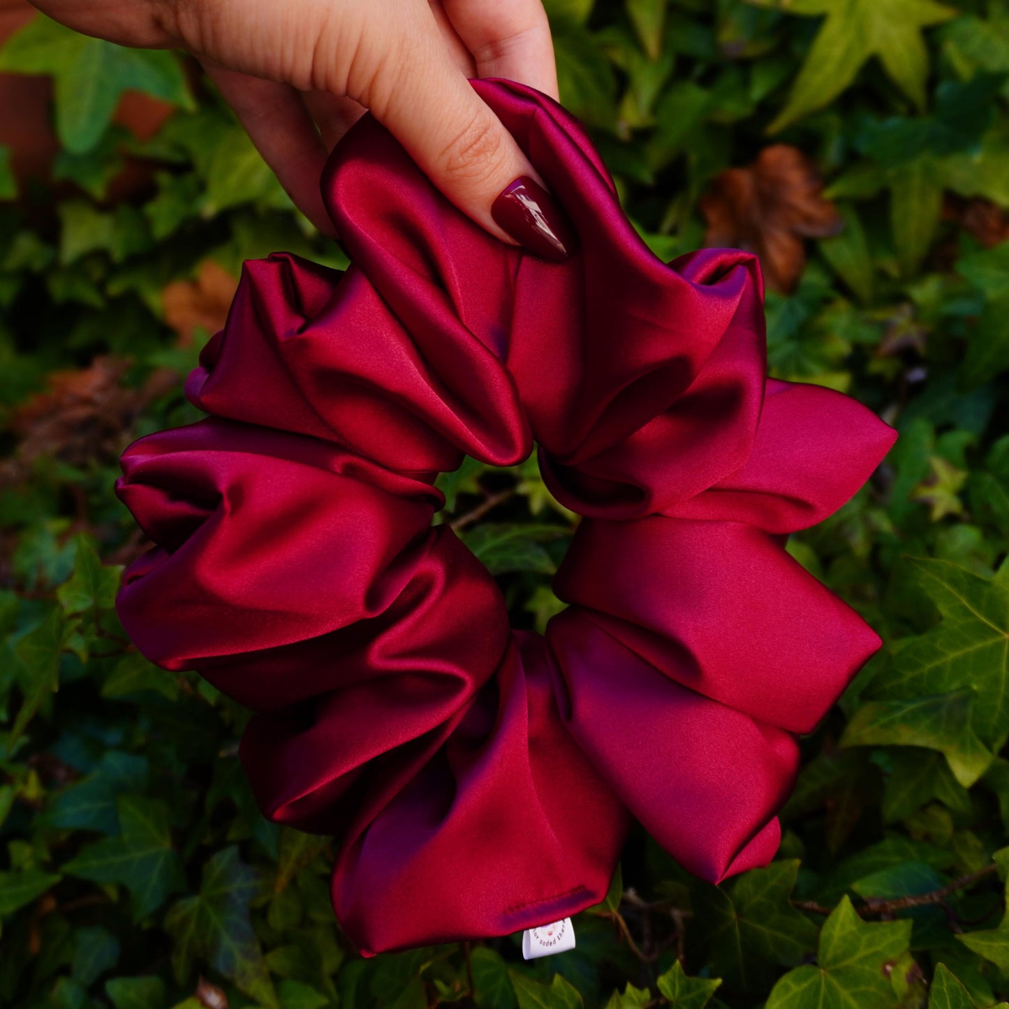 XXL Oversized Crimson Red Satin Hair Scrunchie