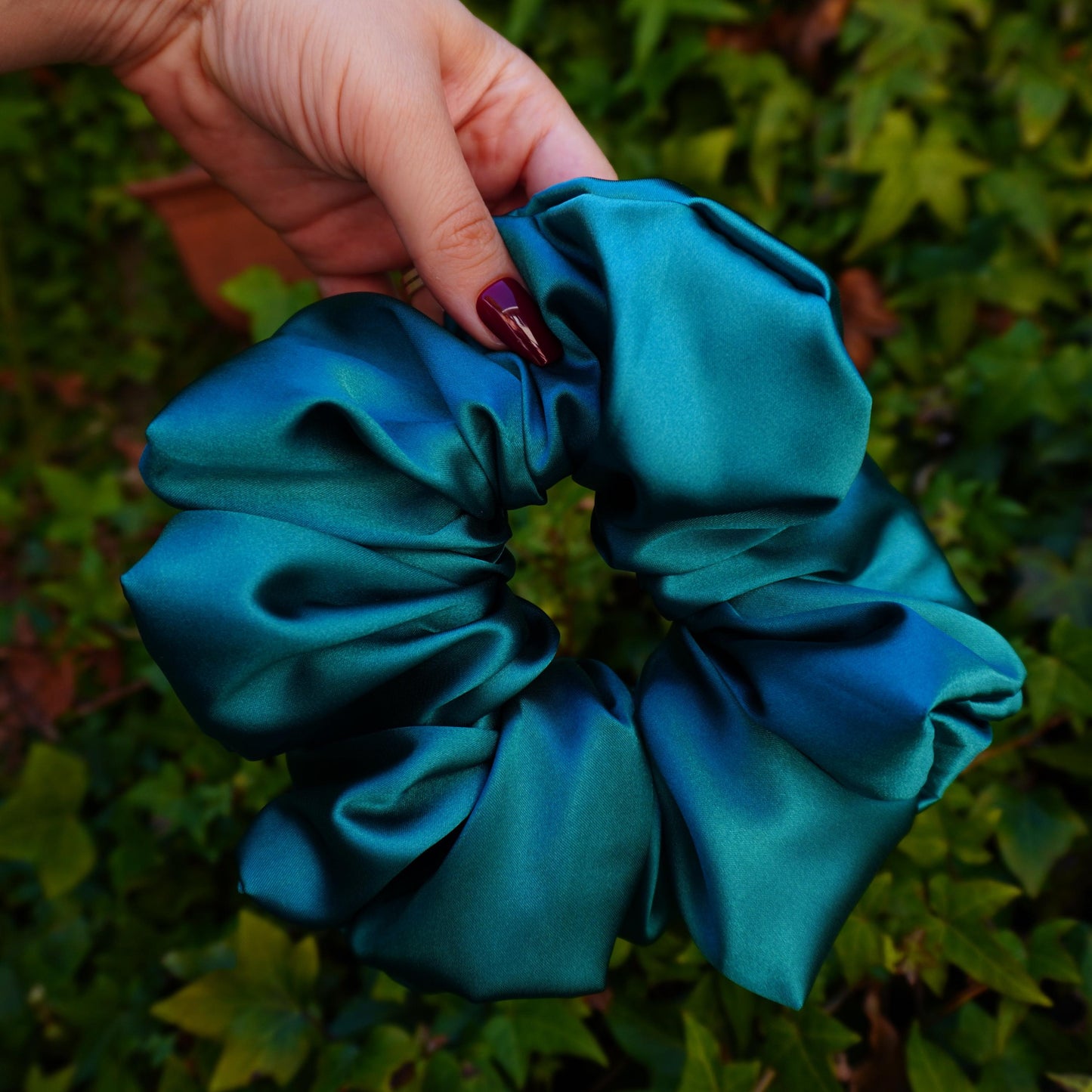 XXL Oversized Dark Green Satin Hair Scrunchie