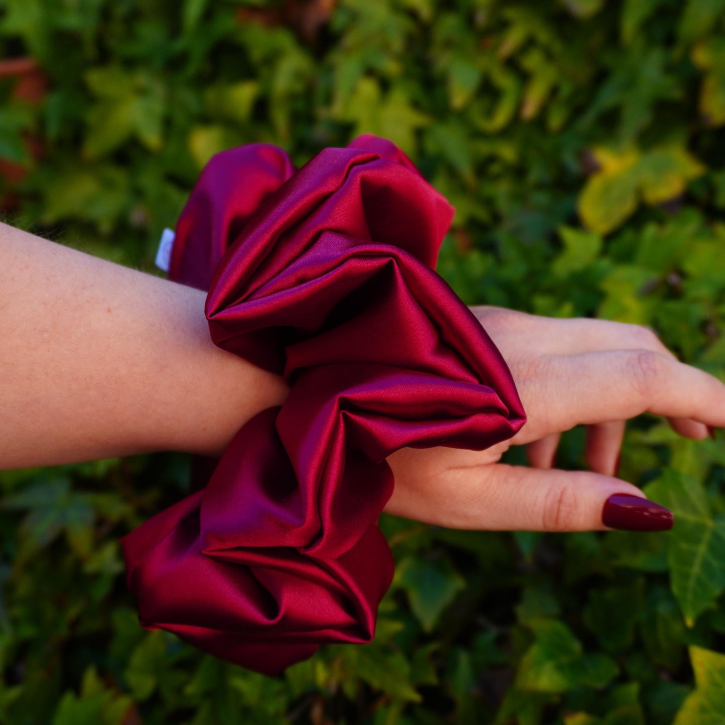 XXL Oversized Crimson Red Satin Hair Scrunchie