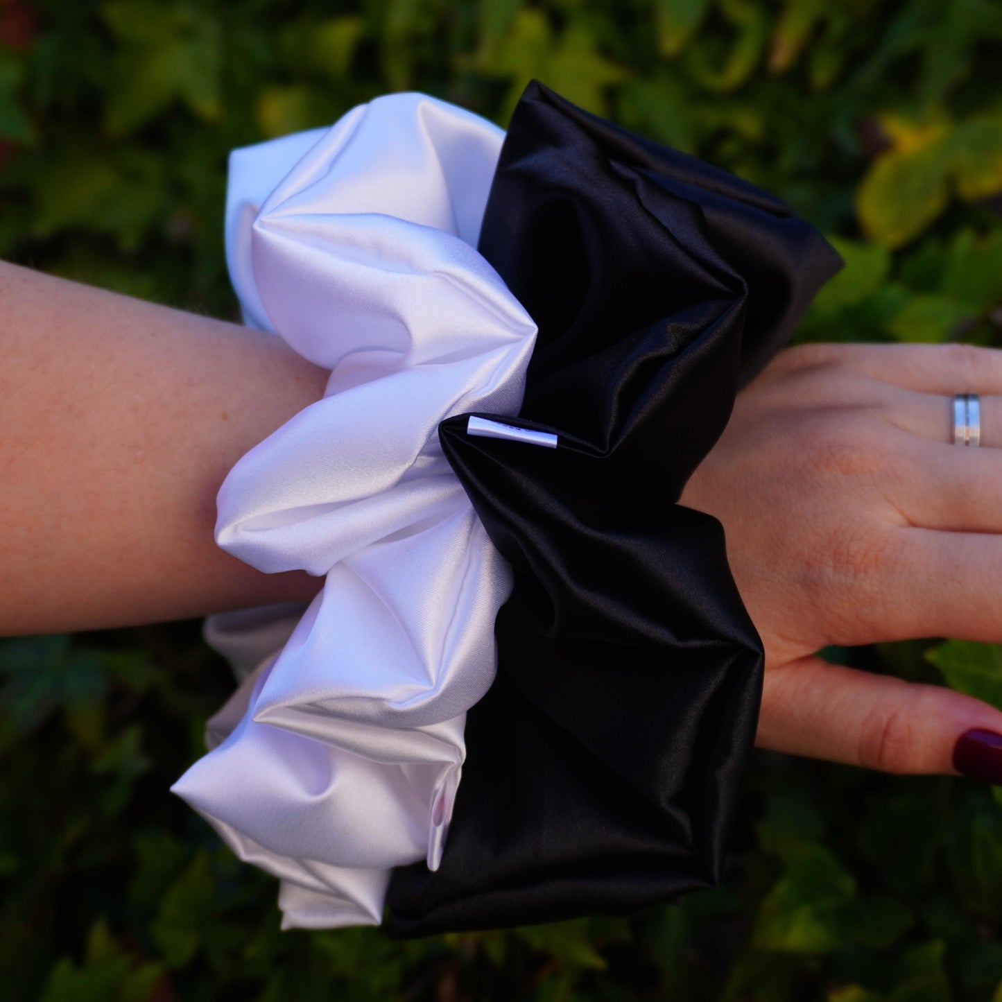 XXL Oversized Pearl White Satin Hair Scrunchie
