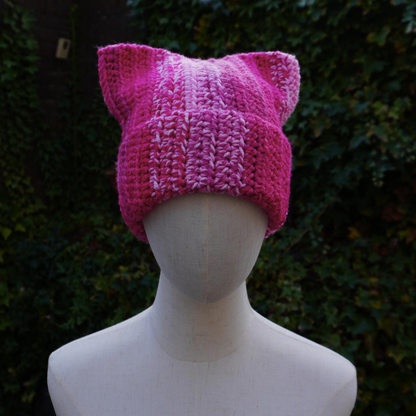 Pink Cat Ear Beanie and Scarf Set