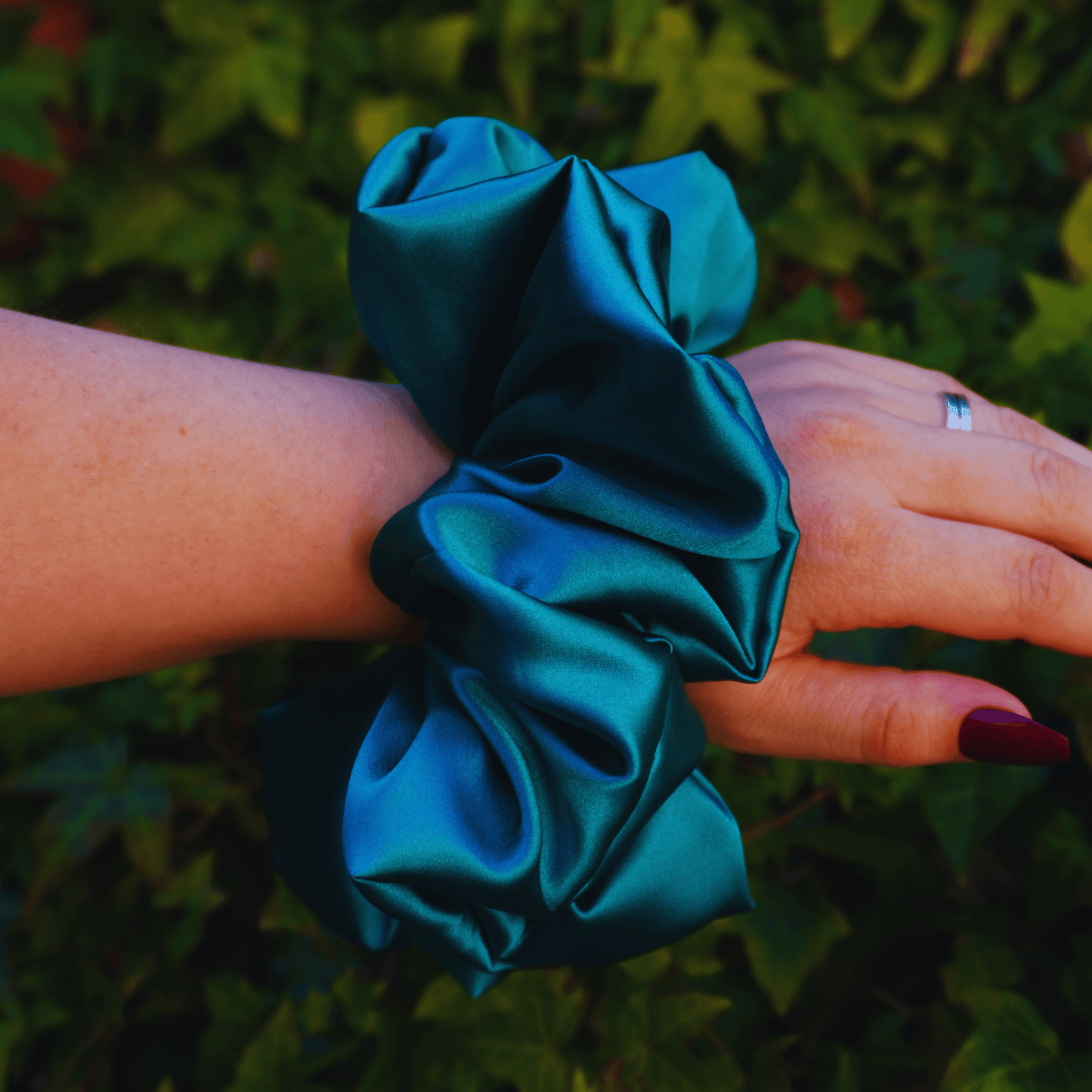 XXL Oversized Dark Green Satin Hair Scrunchie