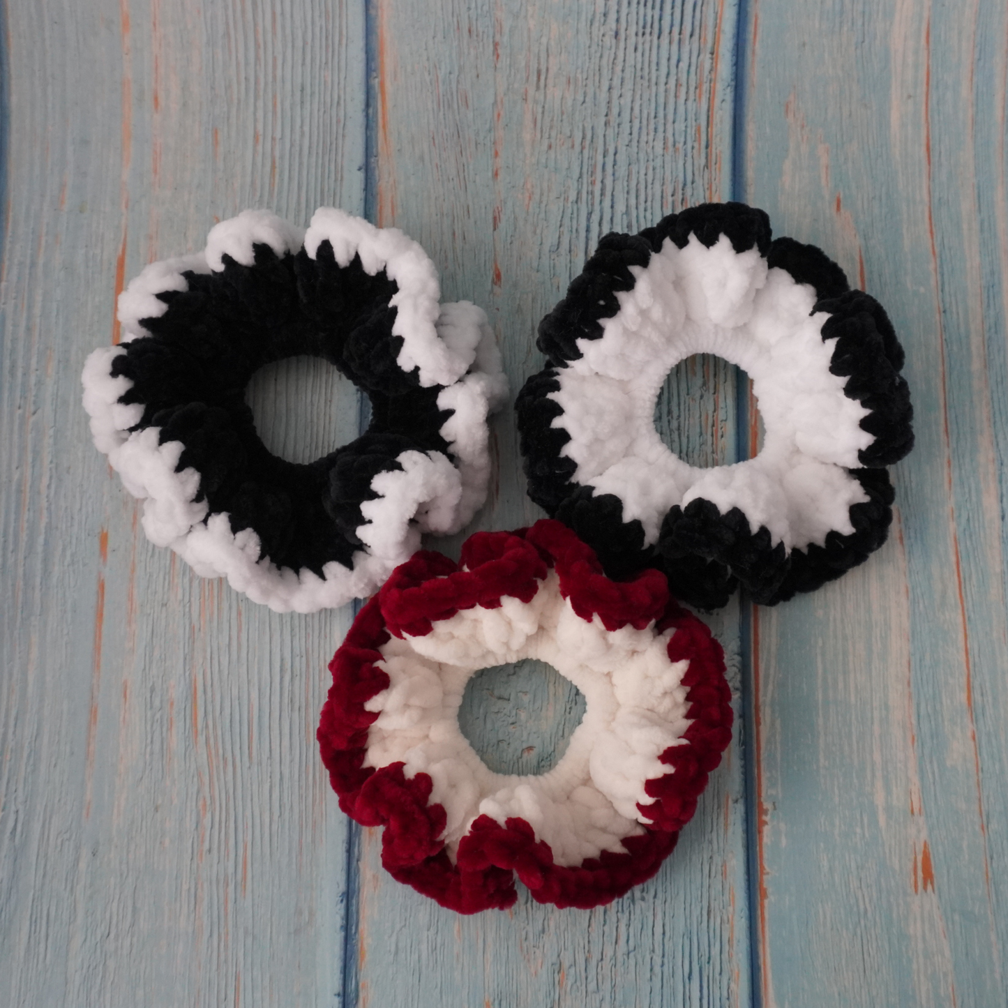 Elegant hues crochet scrunchies