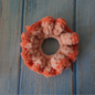 Pink, red and orange hues crochet scrunchies