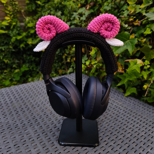 Crochet Lamb Headset Accessory: Handmade Headphone Headband Cover