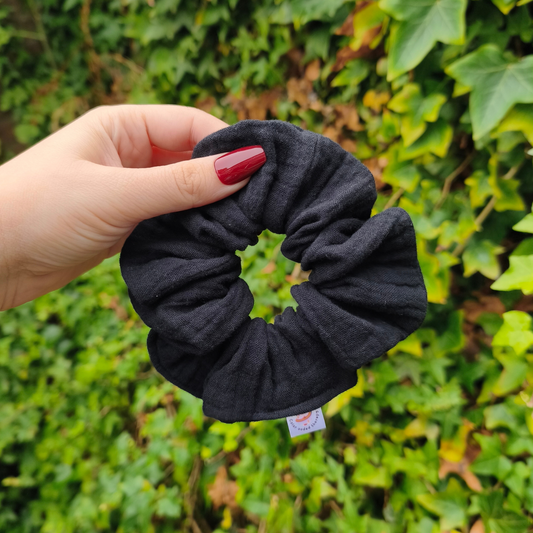 Zwarte stijlvolle katoenen scrunchie