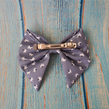 Grey bow with white small flowers
