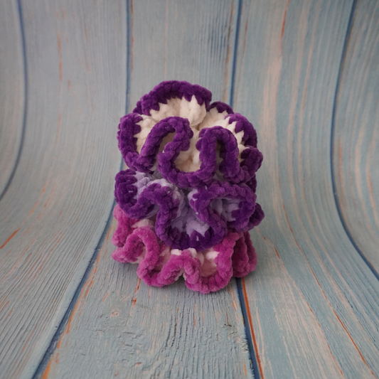 Purple and pink hues crochet scrunchies
