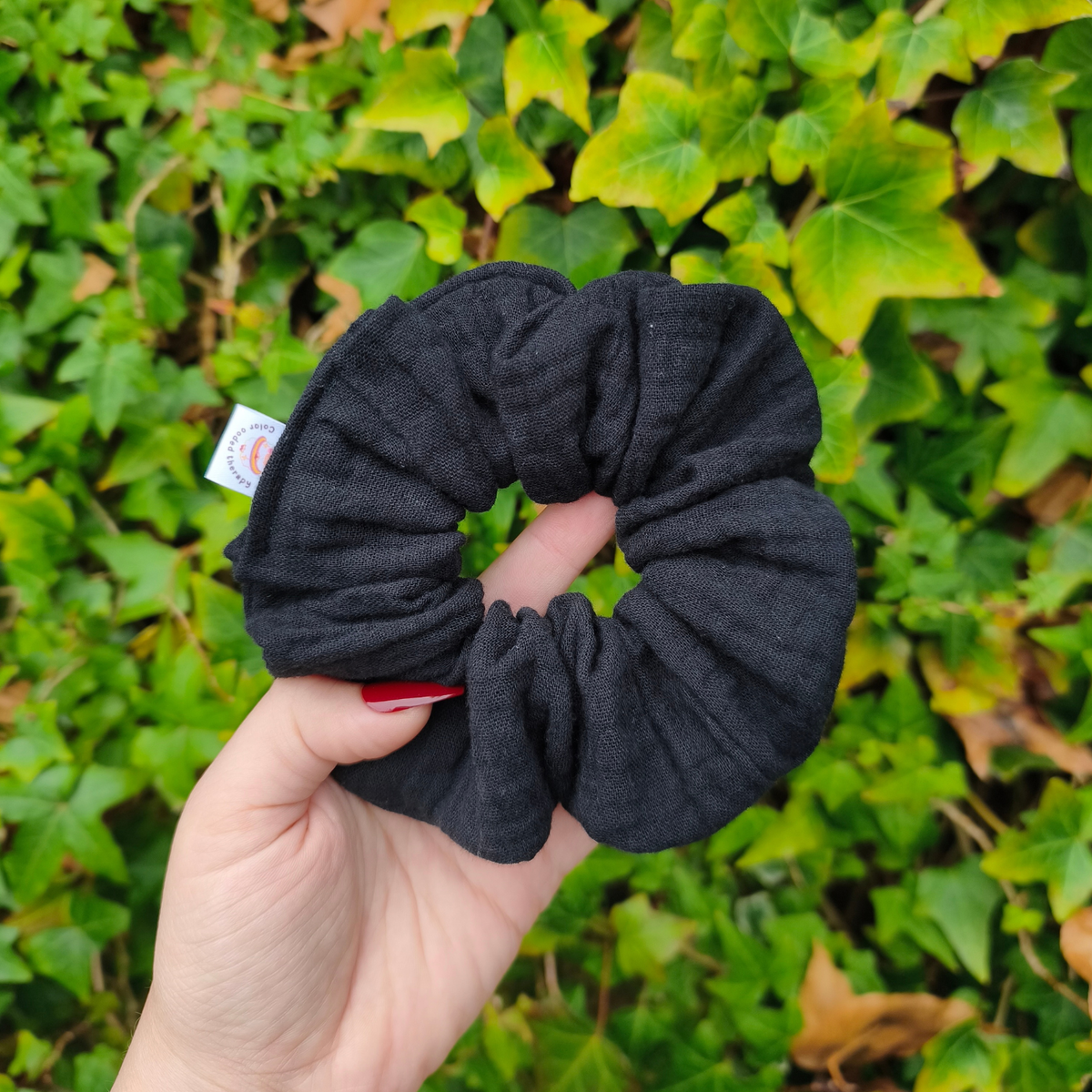 Zwarte stijlvolle katoenen scrunchie