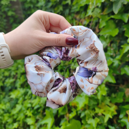 Elegant flower hair scrunchie