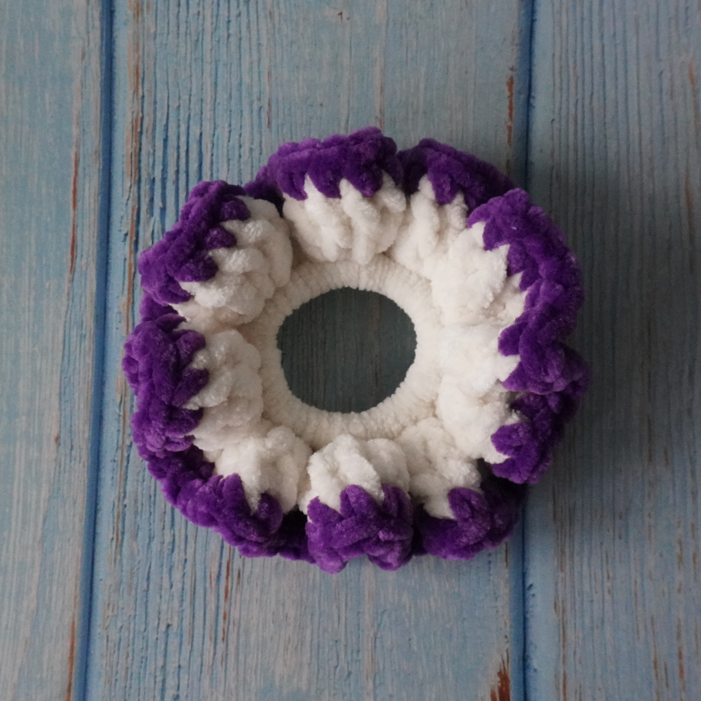 Purple and pink hues crochet scrunchies