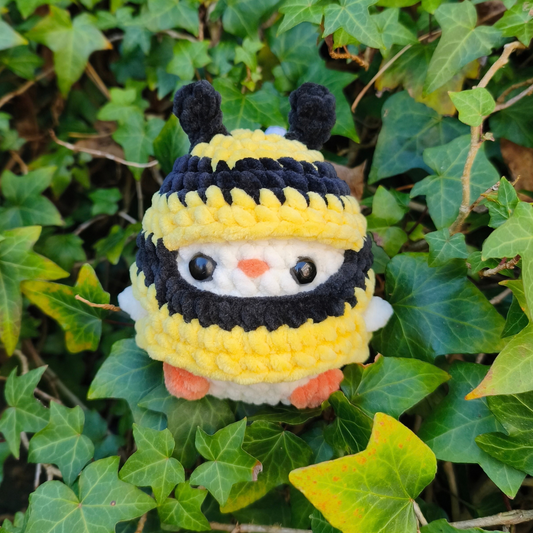 Chicken cosplaying bumblebee