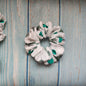 Feminine flowery scrunchie in green