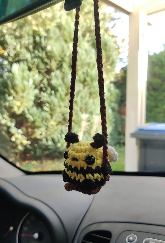 Crochet Bee Car Rearview Mirror Charm