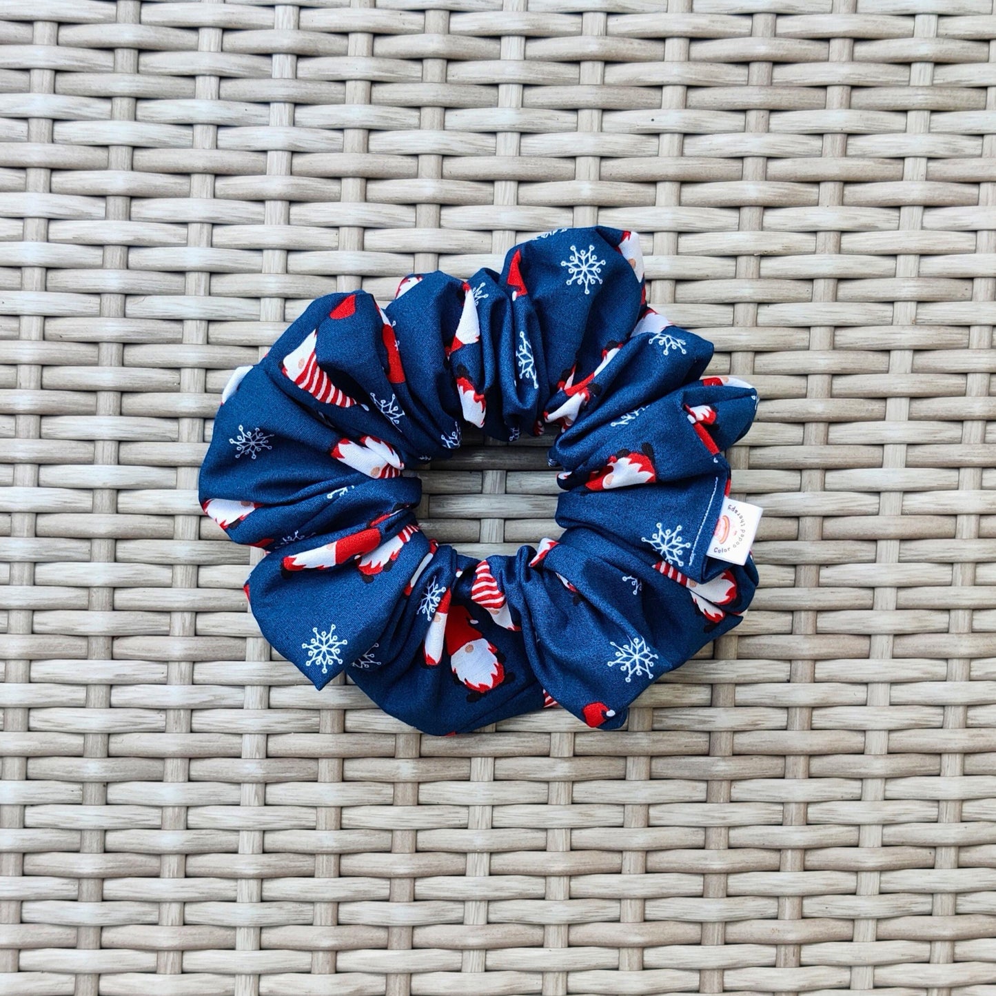 Christmas cotton scrunchie, Large gnome scrunchie, Oversized boho chic scrunchie, winter hair care hairband, ponytail hair tie, festive wear