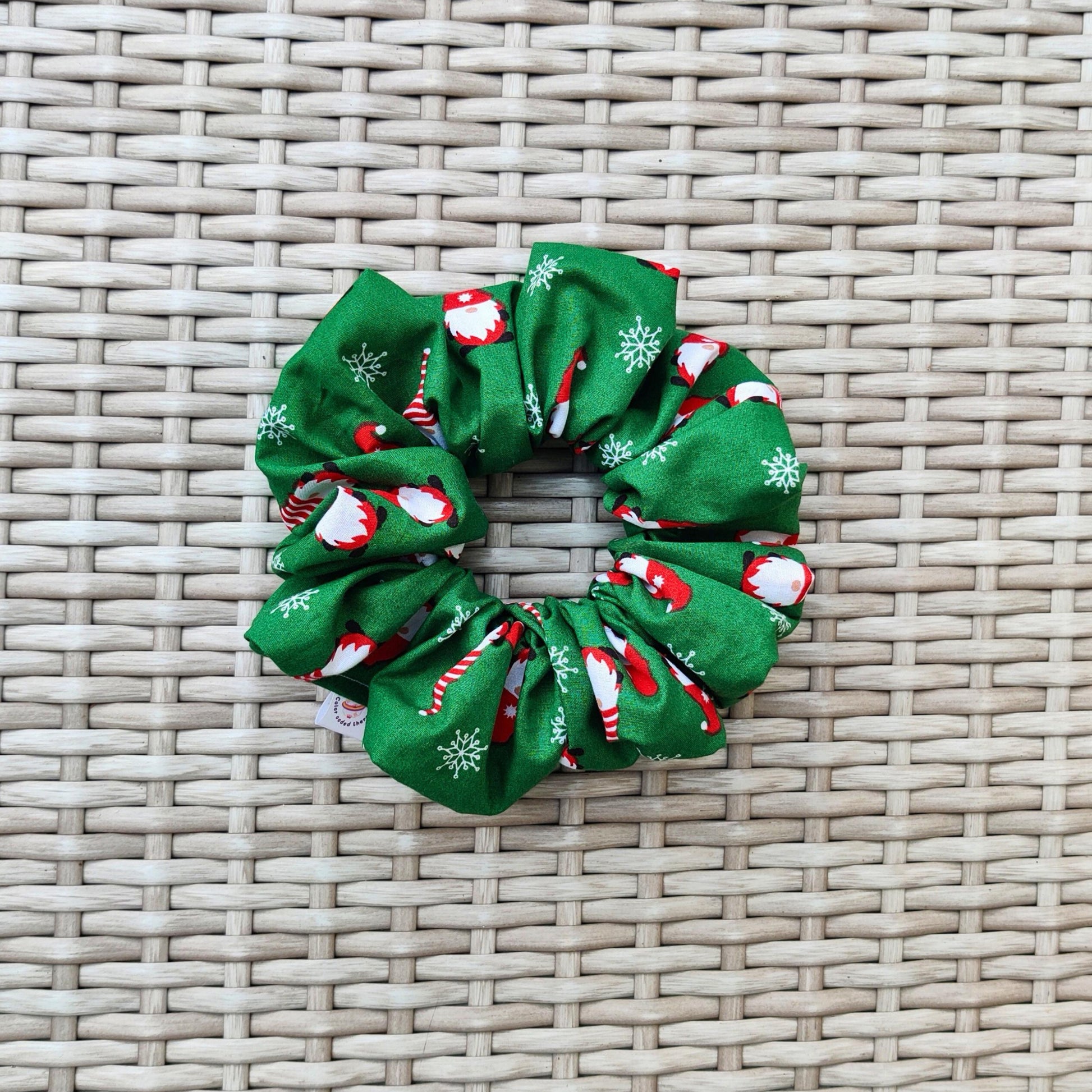 Christmas cotton scrunchie, Large gnome scrunchie, Oversized boho chic scrunchie, winter hair care hairband, ponytail hair tie, festive wear