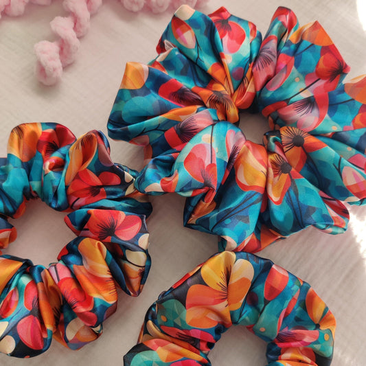 Elegant flower hair scrunchie, Stylish hair accessory, Fashionable colorful hair wrap, cute hairband, Hair wrap, Ponytail hair tie