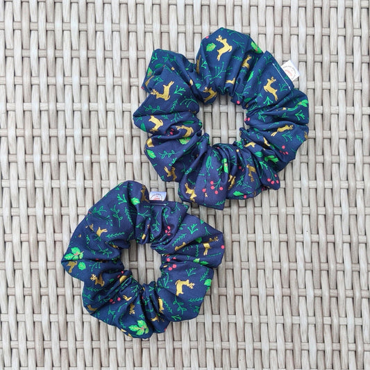 Christmas cotton scrunchie, Large reindeer scrunchie, Oversized boho chic scrunchie, winter hair care hairband, ponytail hair tie, festive