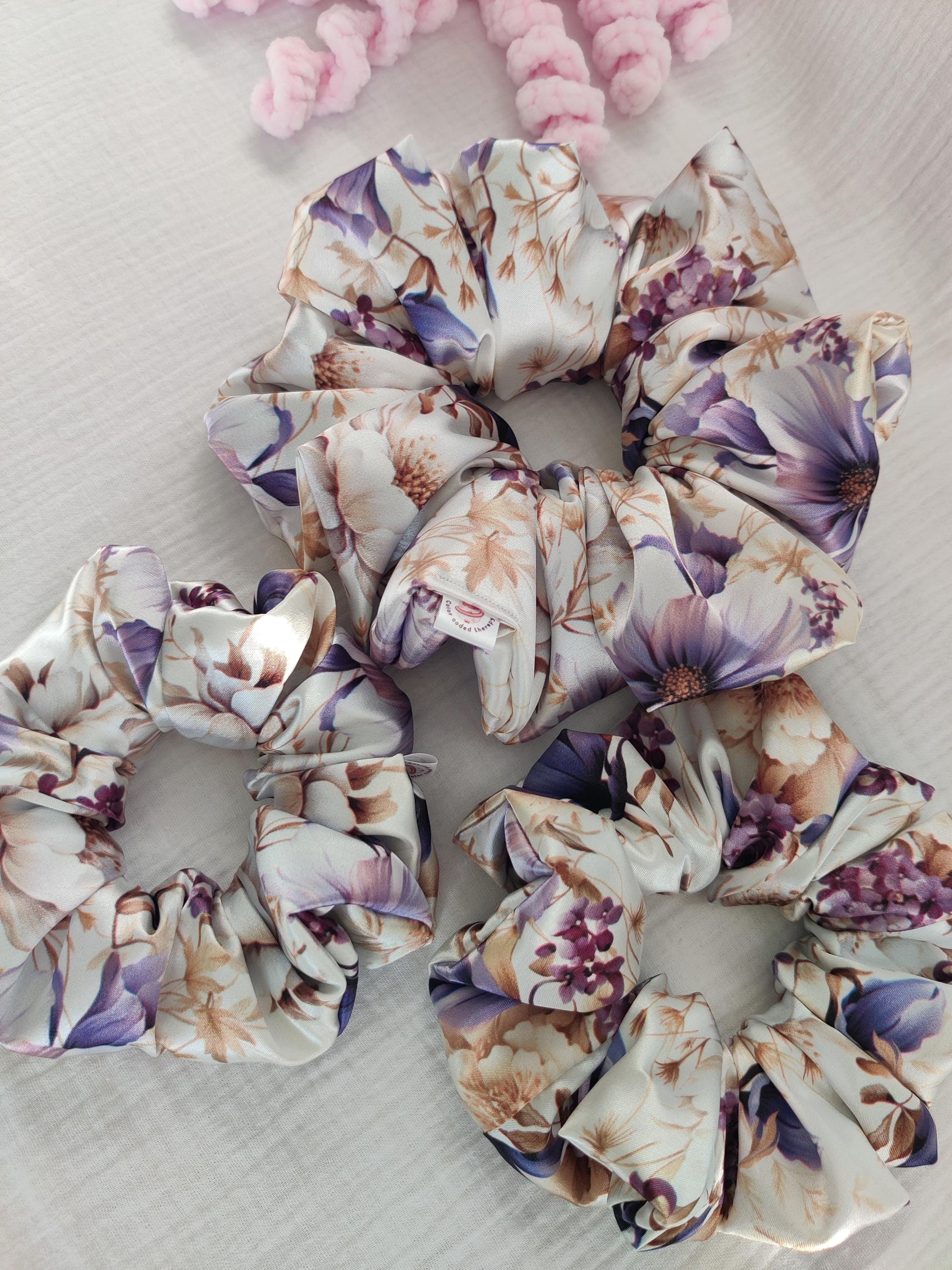 Elegant flower hair scrunchie, Stylish hair accessory, Fashionable colorful hair wrap, cute hairband, Hair wrap, Ponytail hair tie