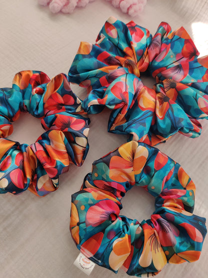 Elegant flower hair scrunchie, Stylish hair accessory, Fashionable colorful hair wrap, cute hairband, Hair wrap, Ponytail hair tie