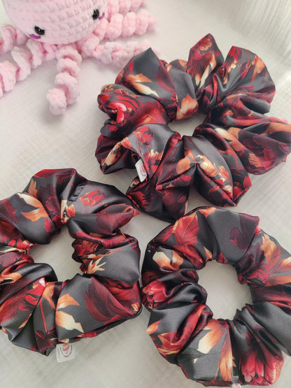 Elegant flower hair scrunchie, Stylish hair accessory, Fashionable colorful hair wrap, cute hairband, Hair wrap, Ponytail hair tie