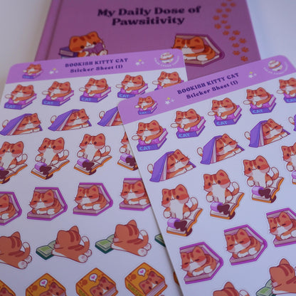 Bookish Kitty Cat (1) sticker sheet