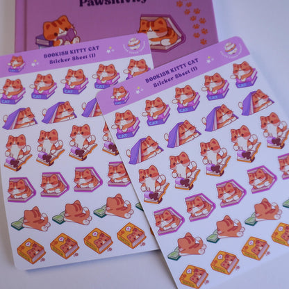 Bookish Kitty Cat (1) sticker sheet