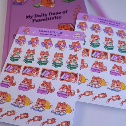 Bookish Kitty Cat (2) sticker sheet