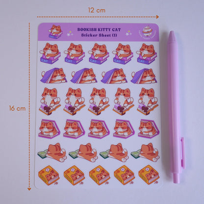 Bookish Kitty Cat (1) sticker sheet