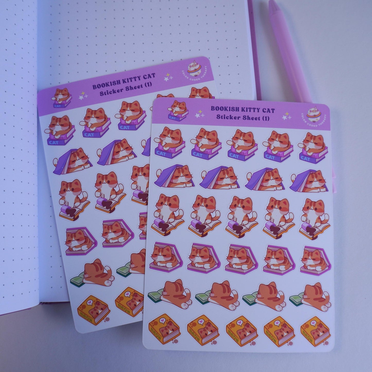 Bookish Kitty Cat (1) sticker sheet