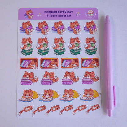Bookish Kitty Cat (2) sticker sheet