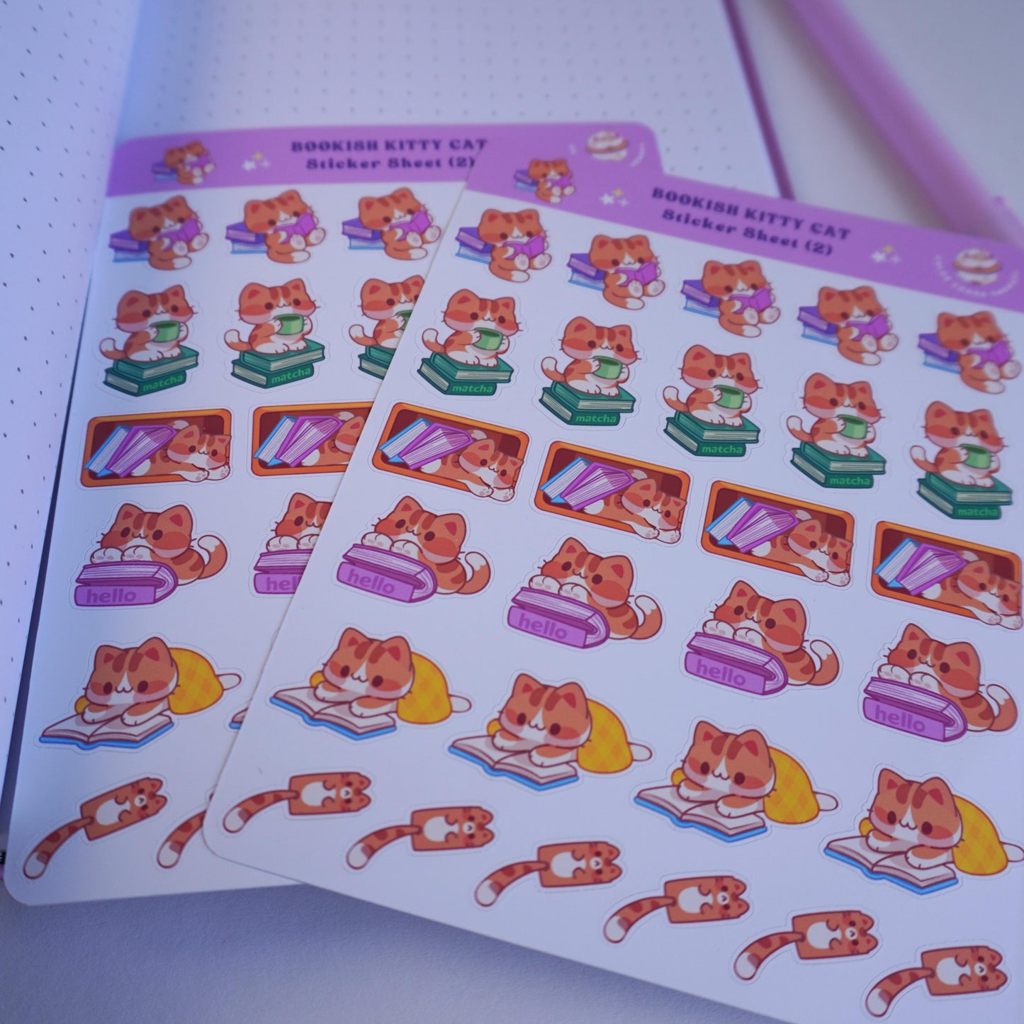Bookish Kitty Cat (2) sticker sheet
