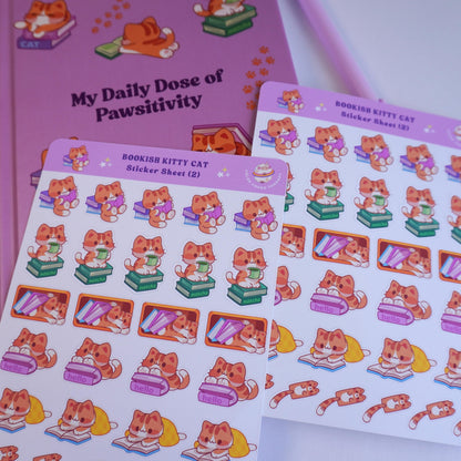 Bookish Kitty Cat (2) sticker sheet