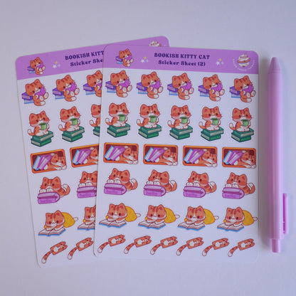 Bookish Kitty Cat (2) sticker sheet