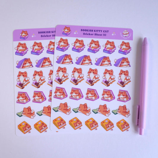 Bookish Kitty Cat (1) sticker sheet